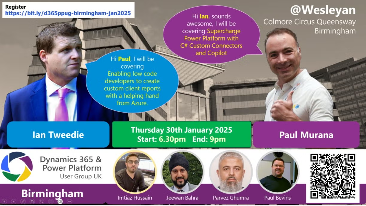 At Birmingham Power Platform User Group: Enabling Low-Code Developers to Create Custom Client Reports with a Helping Hand from Azure – Norfolk Power Platform User Group